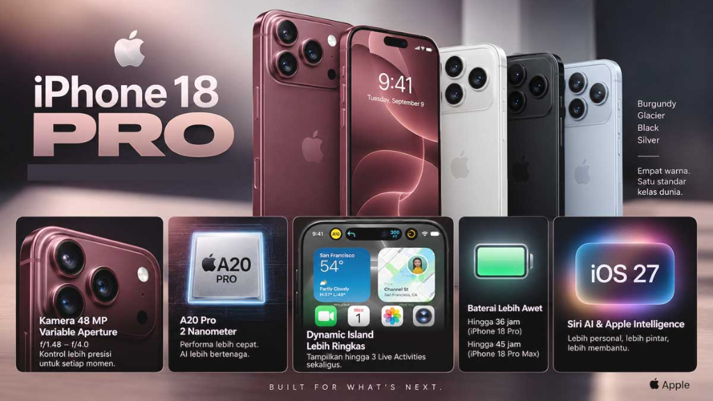 iPhone 18 Pro Chip A20 Pro 2nm & 48MP Variable Aperture